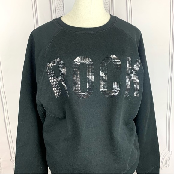NEW! ZADIG & VOLTAIRE Upper Camo Stud ROCK Strass Sweatshirt Black Medium $198 - Picture 9 of 16